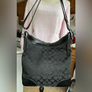 Coach Black Signature Canvas Hobo Bag